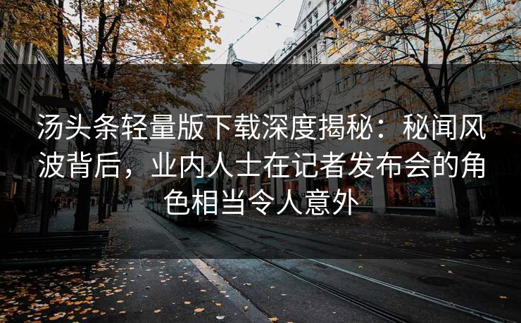 汤头条轻量版下载深度揭秘：秘闻风波背后，业内人士在记者发布会的角色相当令人意外